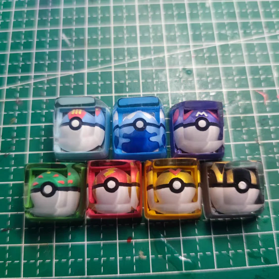 Pokemon Anime Character Keycap Ball Pokeball Mechanical Keyboard Resin Transparent Keycap Great Master Dive Ball Friend Ball