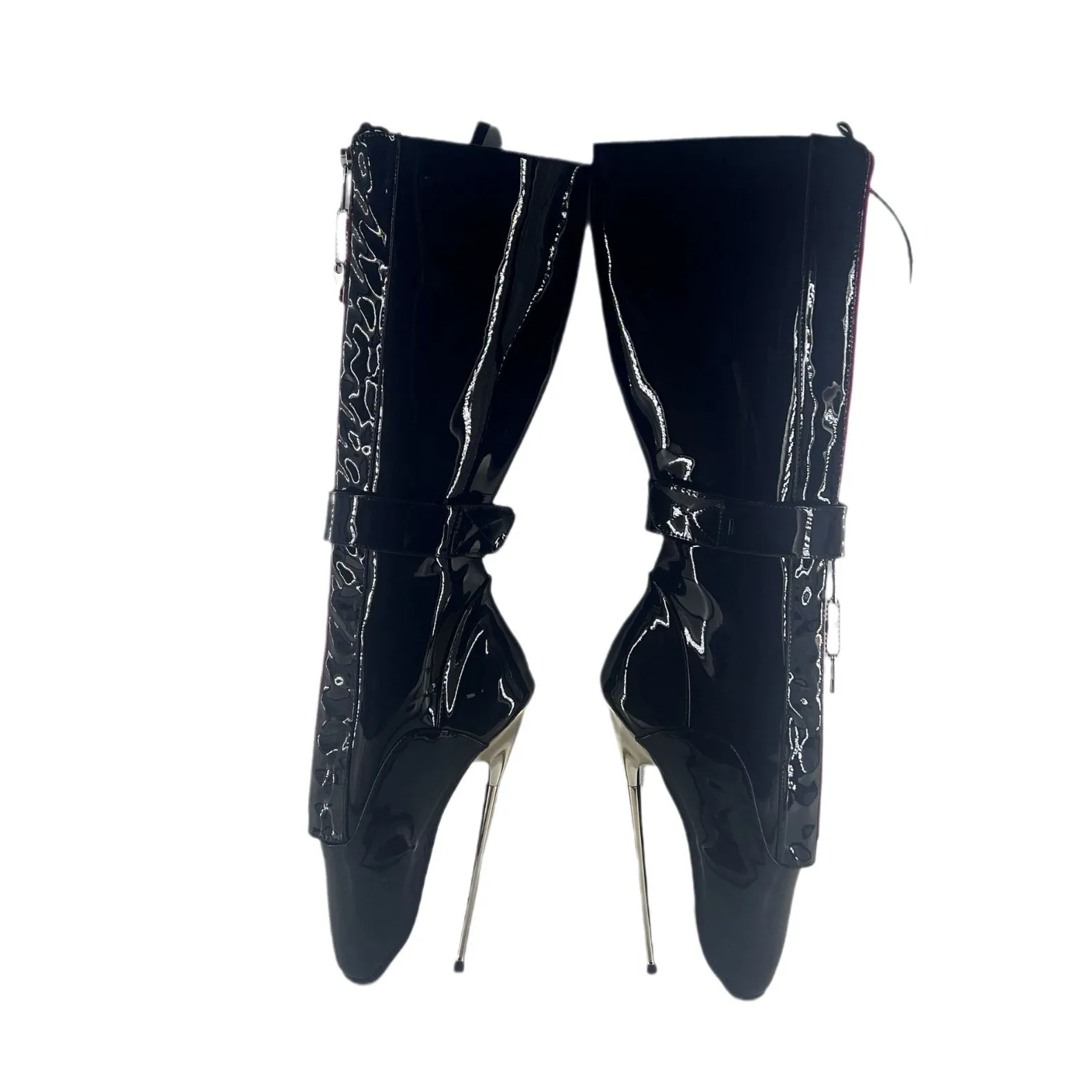 Ballet-obsessed pointy knee-high boots with hidden lace zip-up metal heels for quick shipping