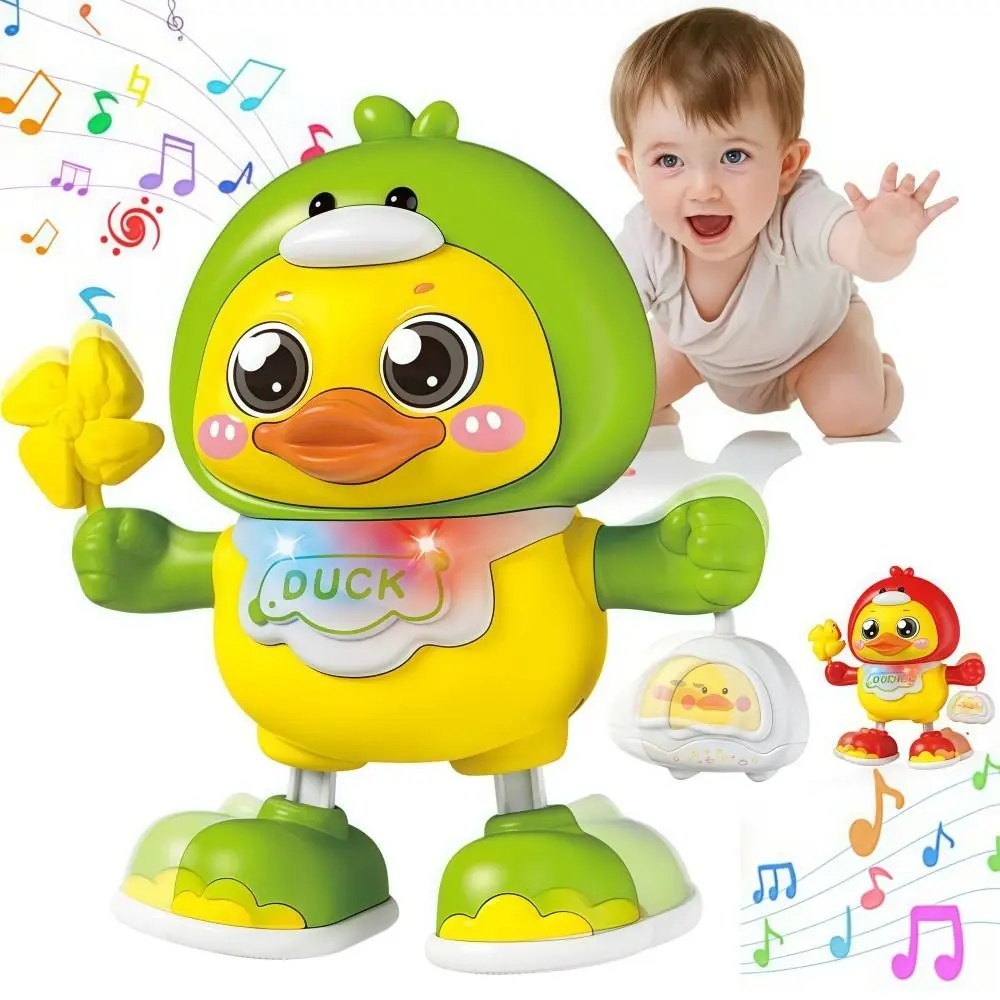 Divertido pato eléctrico de dibujos animados, juguete de entrenamiento para gatear con pato bailando ligero, juguete duradero con forma bonita, juguete para cantar y bailar, regalo para niños