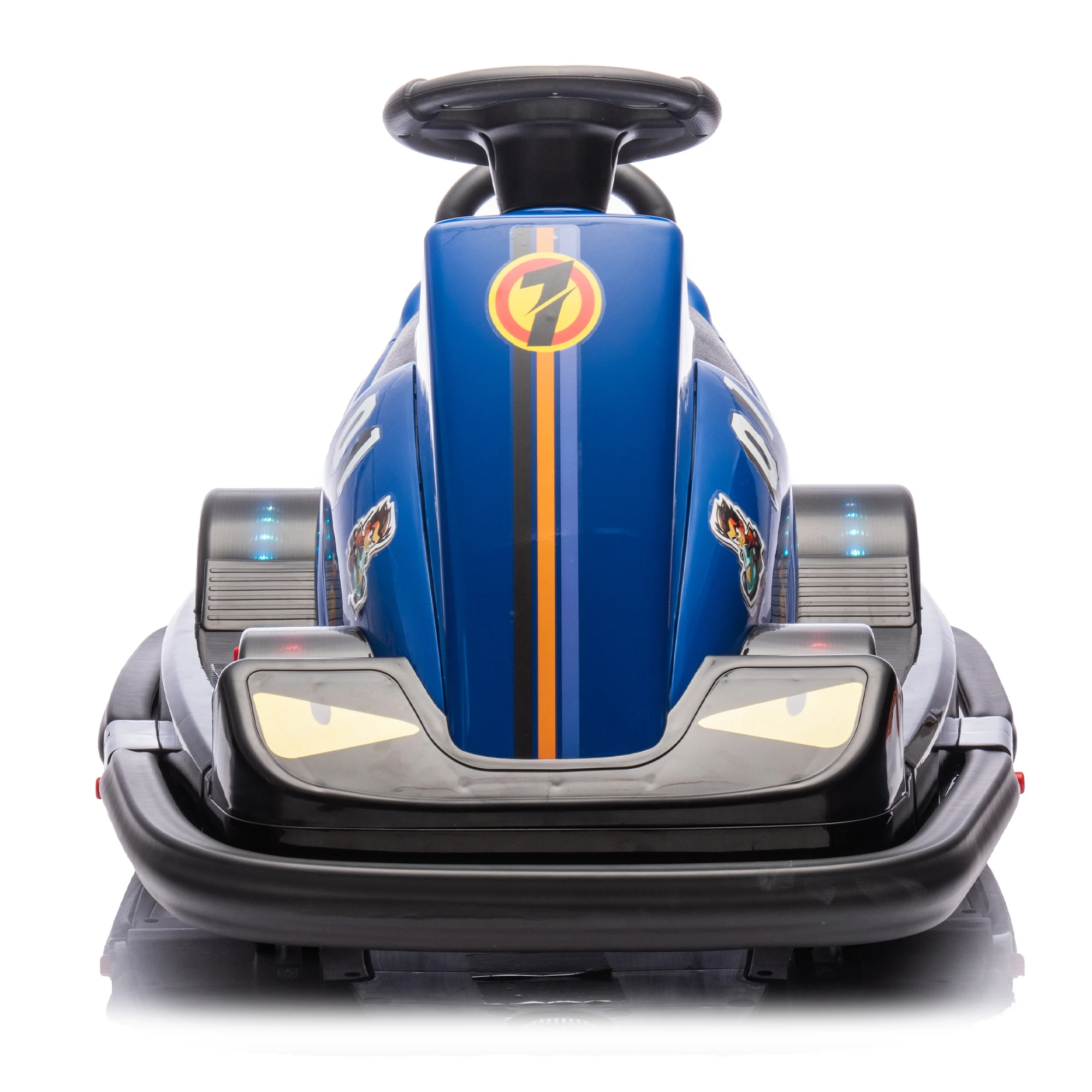 12V Kids Bumper Car: Dual Motor, LED Lights & Sound Effects, Four-wheel Waterfall Light, Horns, Engine Buttons, for Ages 3-5