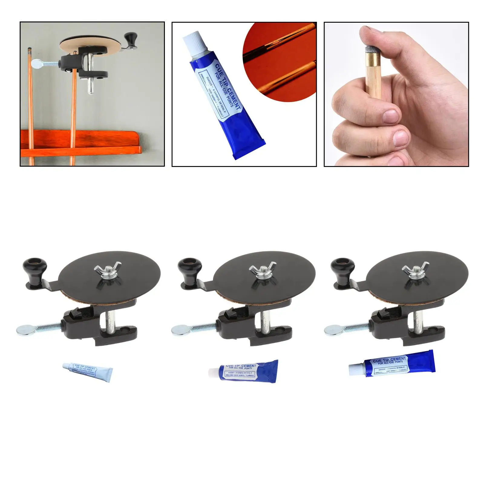 Pool Cue Top Sander and Glue Set Repairing Tools Retro Design Supplies Portable Billiard Accessories for Beginner Women