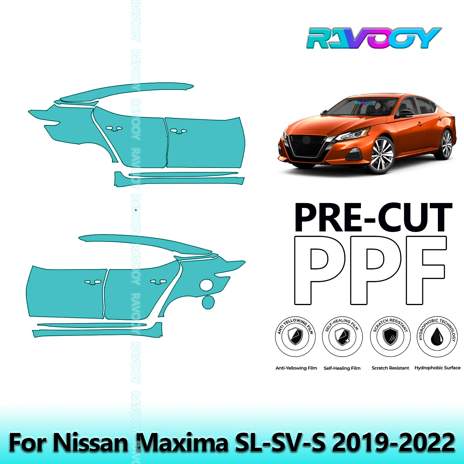 

For Nissan Maxima SL-SV-S 2019-2022 8.5mil Clear Matte Pre-Cut PPF Door & A/B Pillar Kit TPU Paint Protection Film Set