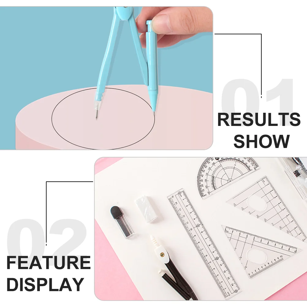 Metall Haupt kompass Set Student Geometrie Kit Kunststoff Lineale Design Zeichen werkzeuge