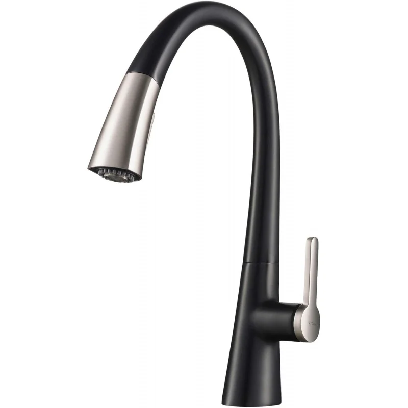 16.4 Dual Function Pull Out Kitchen Faucet – Single Handle, Spot Stainless Steel & Matte Black
