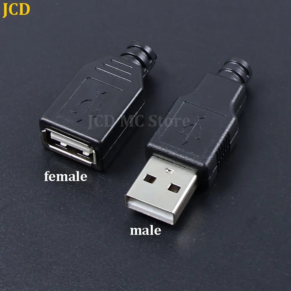 10-50Pcs USB Type A 4Pin Connector Male Female Socket With Black White Plastic Cover USB 2.0 Type-A 4 Pin Soldering DIY Kits