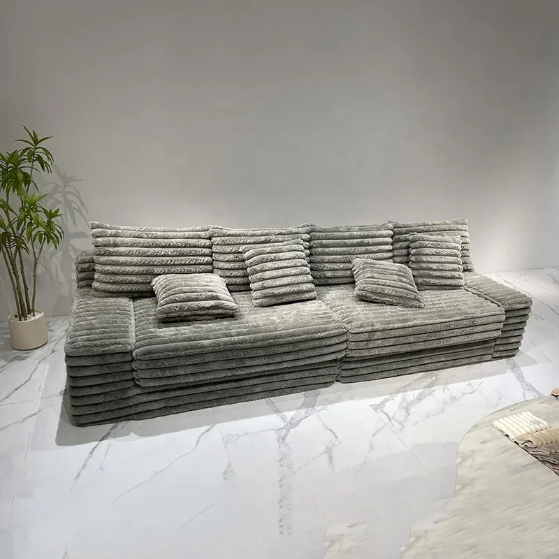 Luxury Design Living Room Furniture Corduroy Fabric Sofa Couch Sectional White Velvet 1+2+3 Love Seater Vacuum Pack Sofa