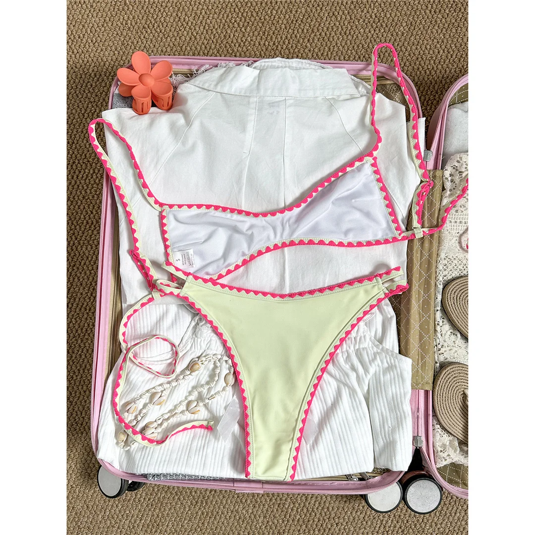 2026 Blumenmuster Bikini Damen Bademode Zweiteiliger Bikini-Set Brasilianischer Badeanzug Badebekleidung V8205 – Detail 4