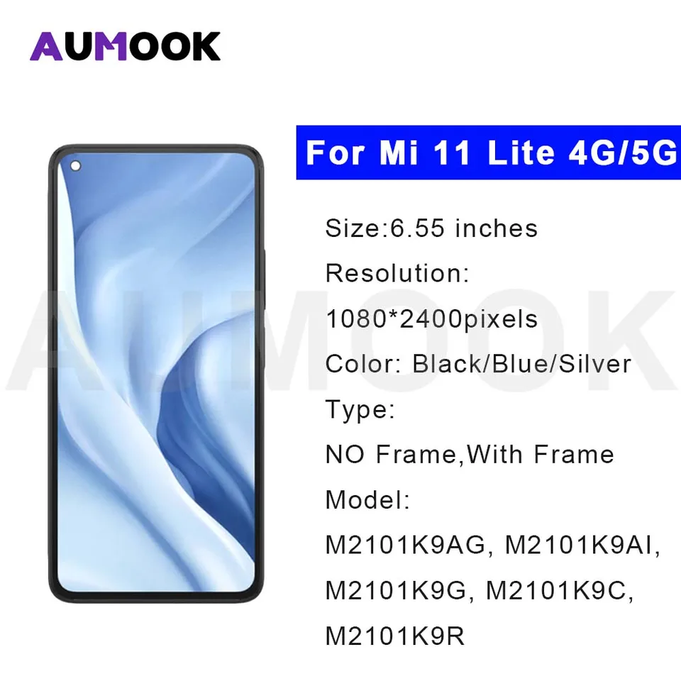 Pantalla LCD probada para Xiaomi Mi 11 Lite con táctil y digitalizador, para 5G M2101K9G, M2101K9C 2