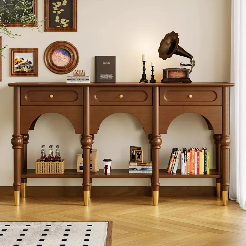 

Medieval style home entrance cabinet, retro side cabinet, French cabinet, American aisle entrance table, shelf, bucket cabinet.