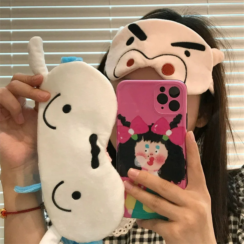 크레용 신찬 아이 마스크 플러시 슬리핑 아이 패치 귀여운 Buriburizaemon Shiro Shading Sleep Eyepatch Girls Eyeshade