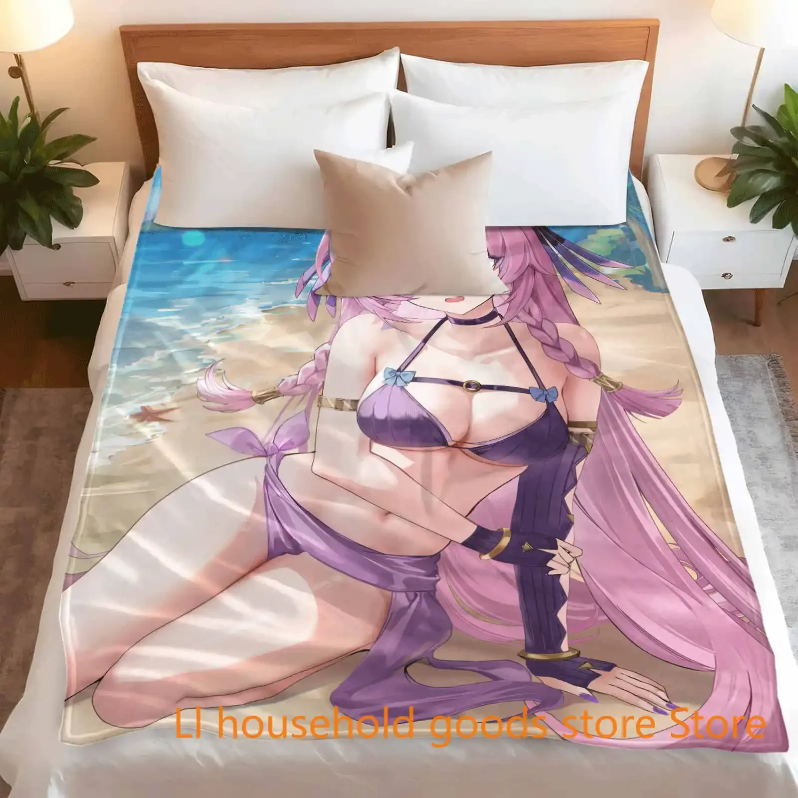 Genshin Impact Nata Manta de franela suave perfecta para todas las estaciones, mejora la belleza de sus hogares, ideal para siesta o acampar