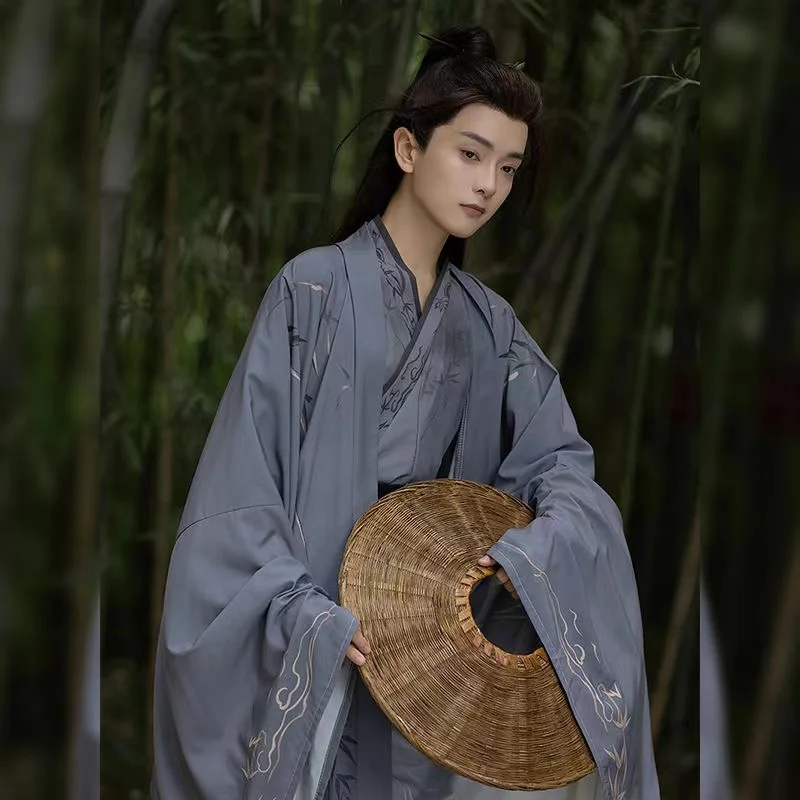 Original Chinese Hanfu Men Women Weijin Period Ancient Printing Costume Niche Vintage Students Class Cosplay Uniform Hanfu Dress