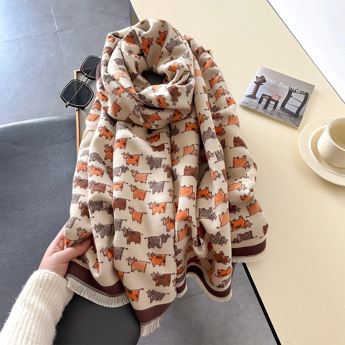 2024 Women Korean Fashion Scarves Men Thick Imitation Cashmere Double-sided Scarf Winter Warm Wrap Shawl Bufanda Blanket Echarpe