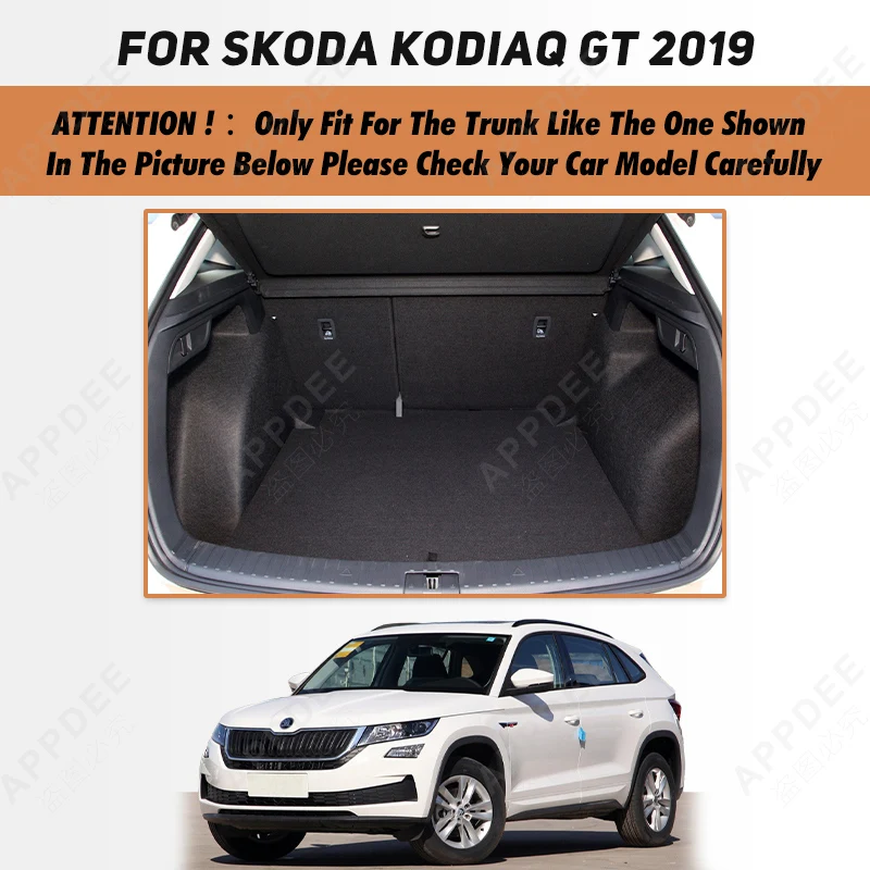 Auto Full Coverage Trunk Mat For SKODA Kodiaq GT 2019 Car Boot Cover Pad Cargo Liner Interior Protector Accessories