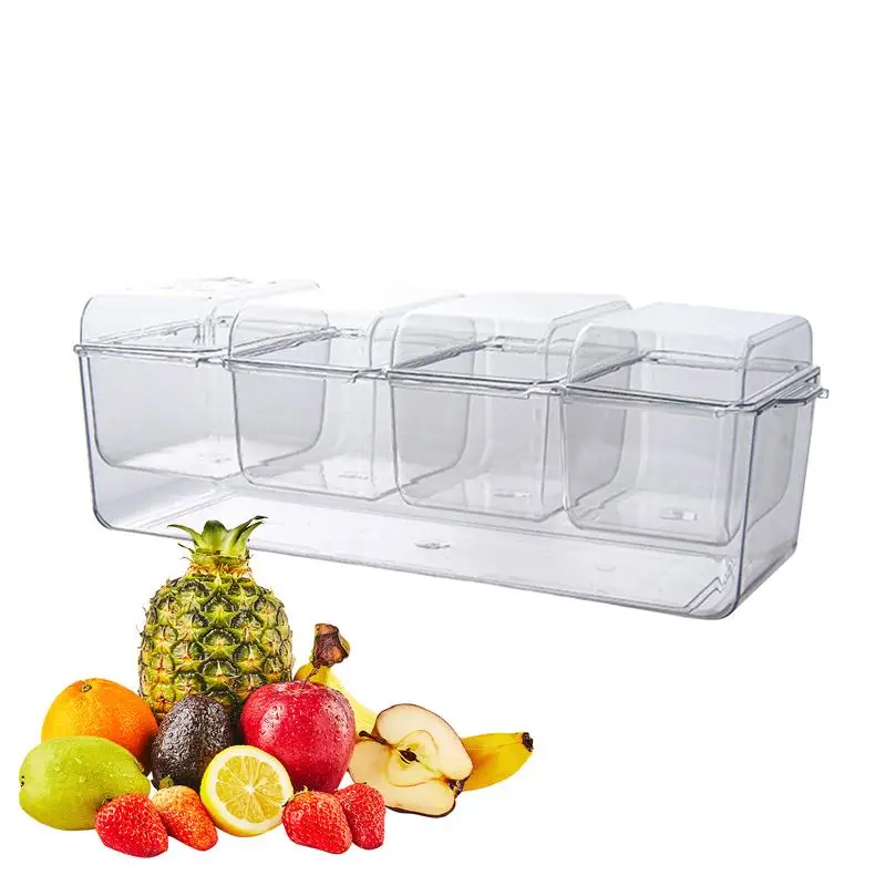 

Chilled Serving Tray Clear Garnish Salad Bar Containers Clear Ice Condiment Serving Tray With Removable Compartments Ice Chilled