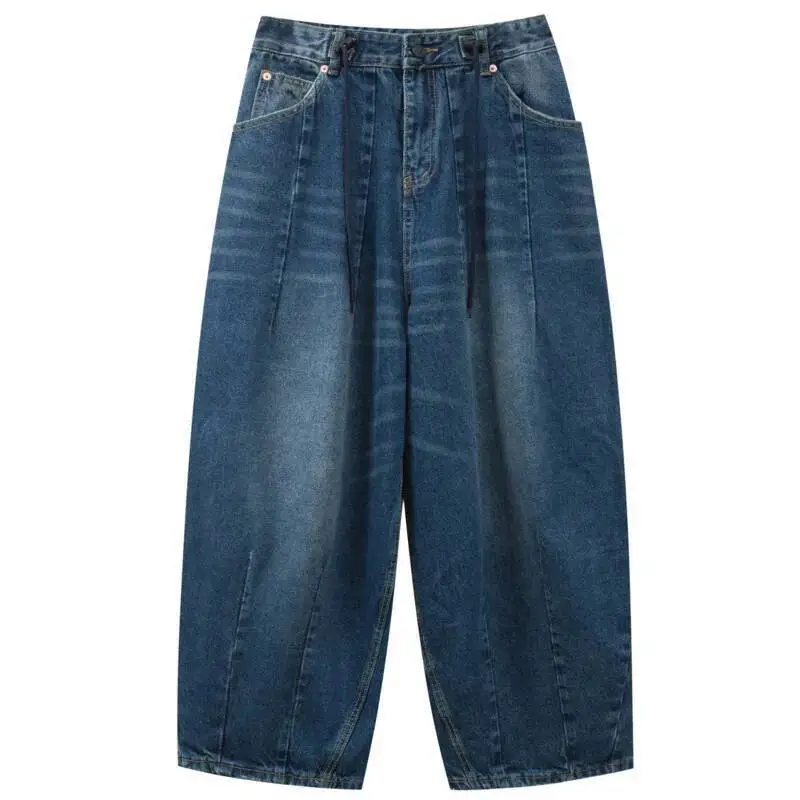 

Новинка весны 2024, мужские модные брендовые свободные однотонные повседневные универсальные тонкие прямые широкие джинсовые брюки