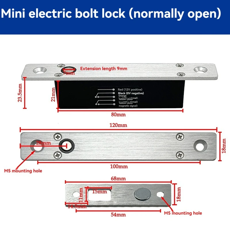 Mini Bloqueio Elétrico para Controle de Acesso, Fechaduras Elétricas, Fechadura Eletrônica da Porta, Status Normalmente, DC 12V