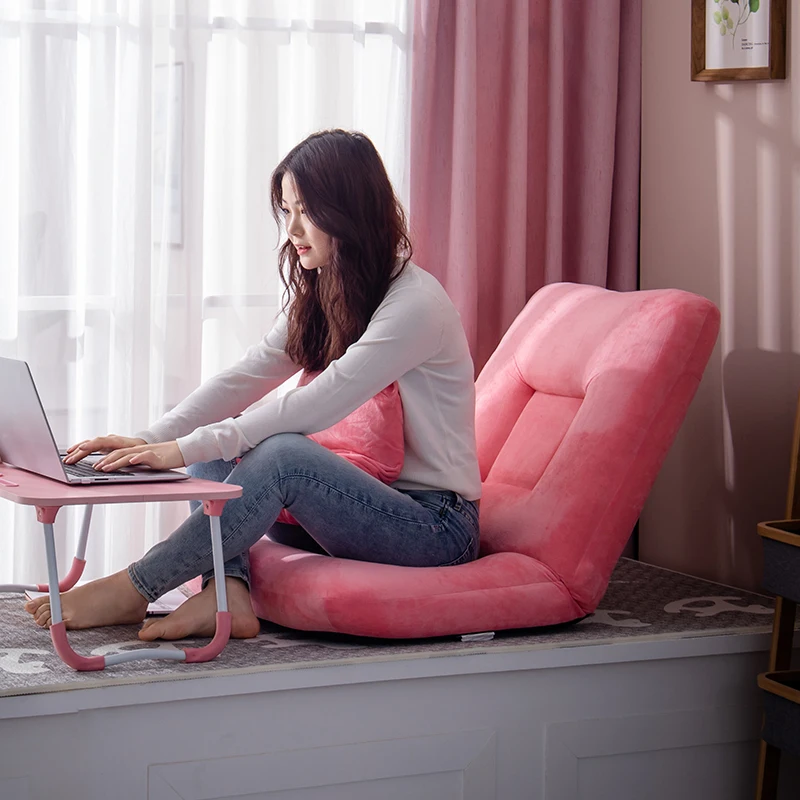‌Single Floor Sofa Chair -Portable Backrest Floor Seat for Dorm Room Faux Suede Lounge Chair Balcony Bay Window and Tatami Style