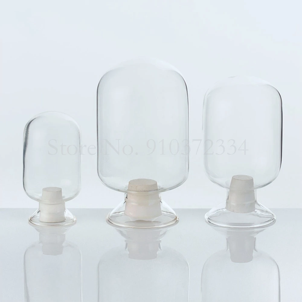 고무 마개가 있는 원형 플라스크 전시, 실험실 보관 샘플 유리병, 125ml, 250ml, 500ml, 1 개