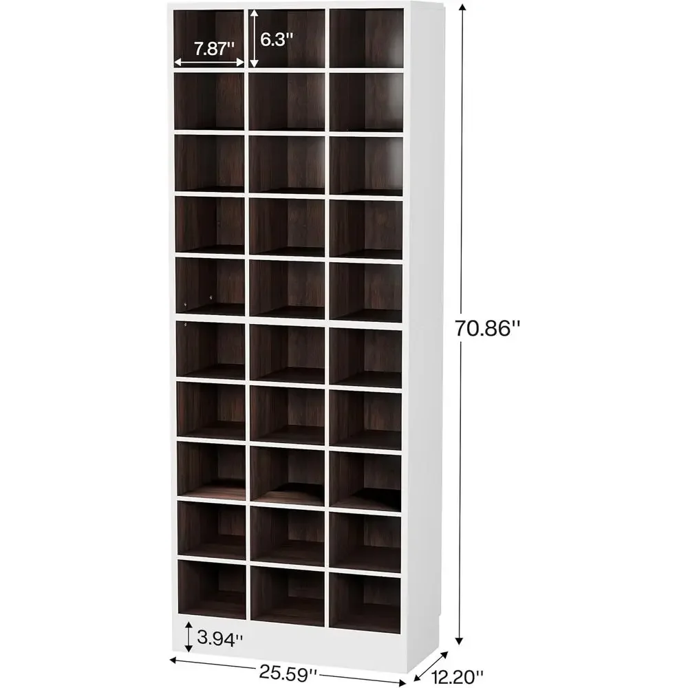 

Special Offer2-Tier Wooden Shoe Storage Cabinet With 30 Cubbies, Tall Entryway Organizer For White And Brown Shoes