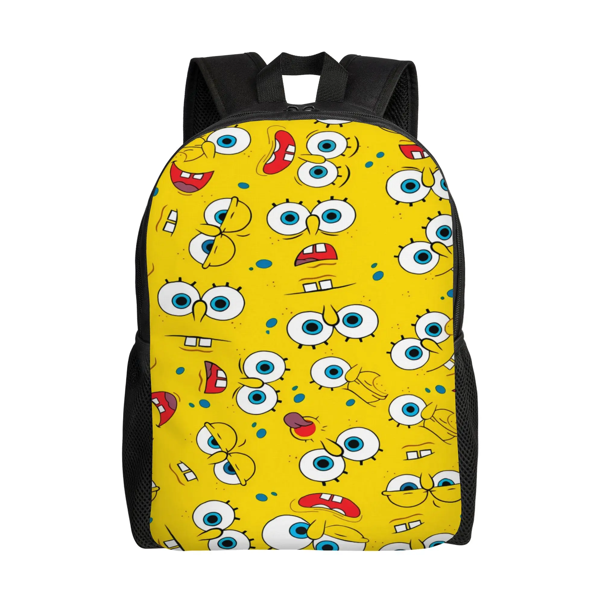S-SpongeBobed Tiny Yellow Eyes All Over Tile Backpack  Trekking Backpacks Men Designer Big School Bags Novelty Rucksack