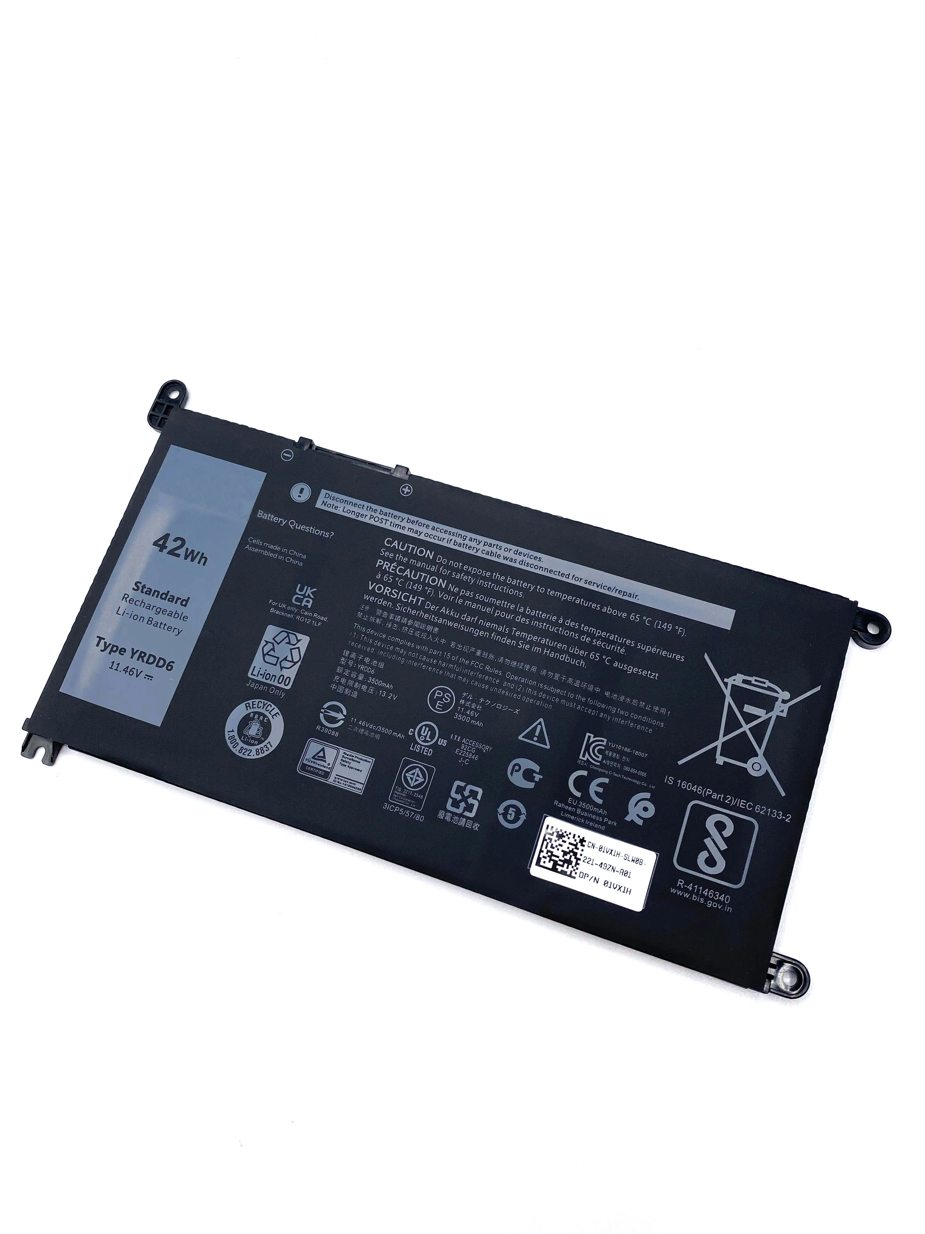 New YRDD6 42W Battery For Dell Inspiron 5481 5482 5485 5491 5591 5485 5585 5480 Vostro 3491 3591 3490 3590 3501 1VX1H P116G P93G