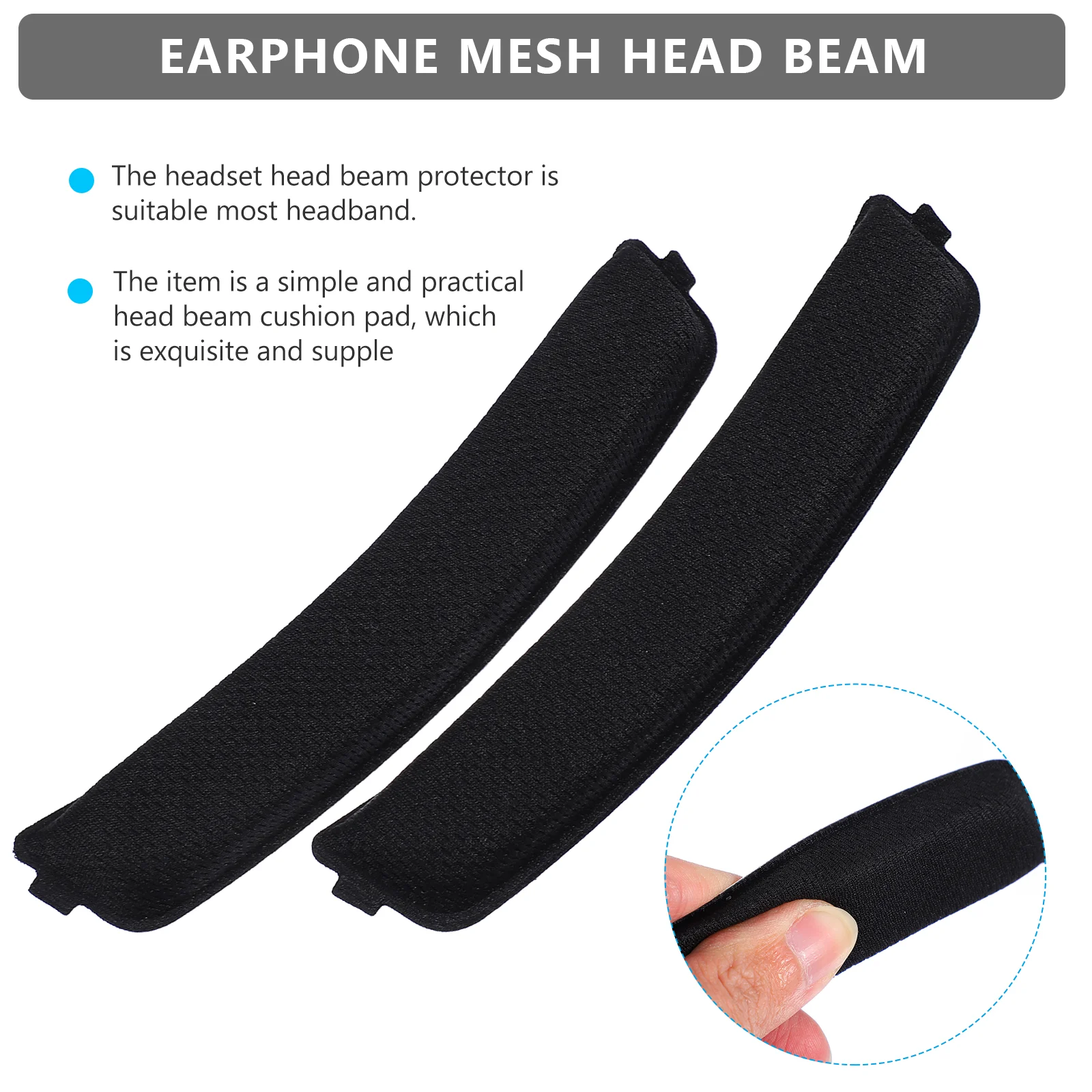 2 Pcs Full Screen Protector Earphone Net Cloth Beam Watch Head Pad Black Protecting Cushion