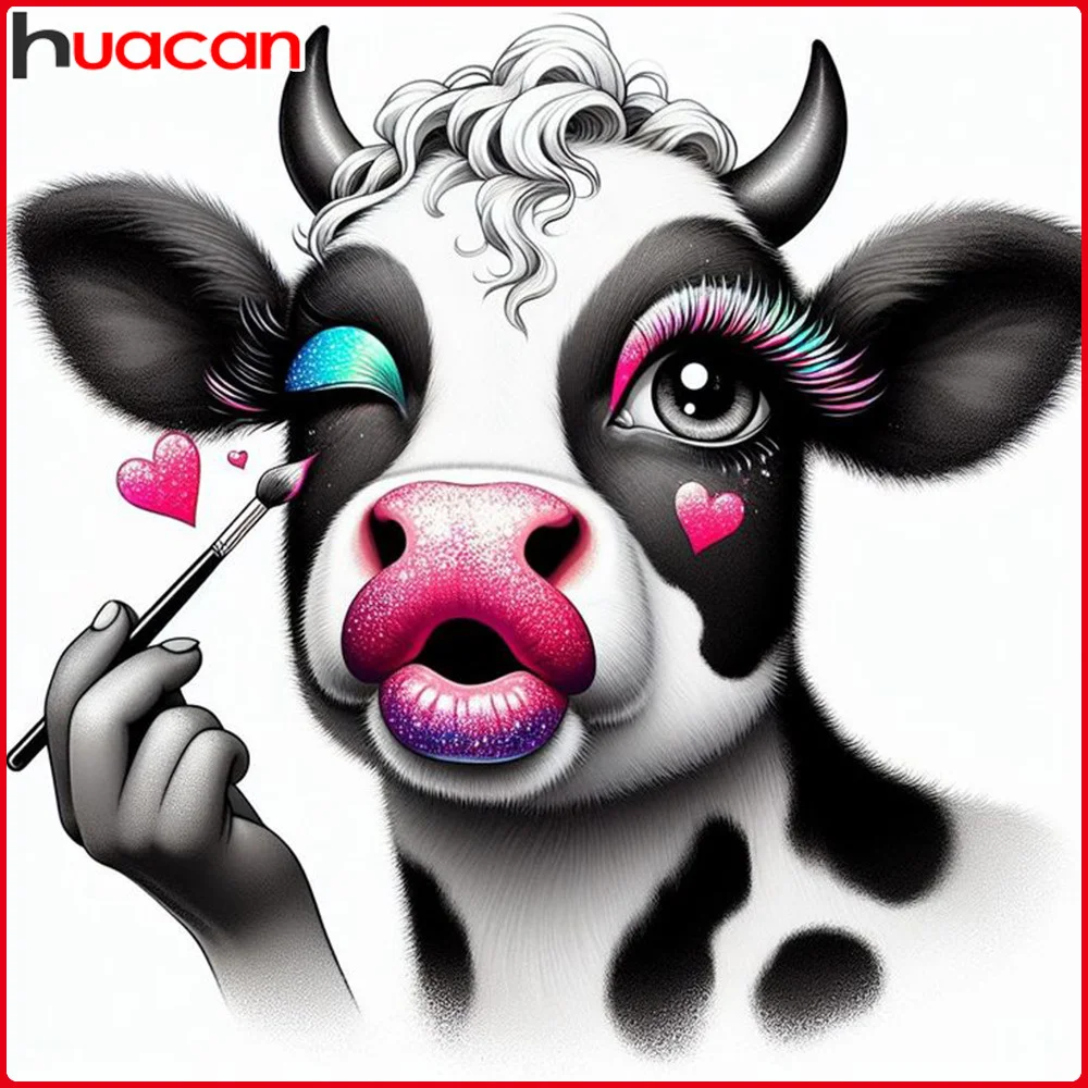 Huacan 5D DIY Cartoon Diamond Painting Cow Full Square Round Diamonds Embroidery Animal Handmade Home Gift