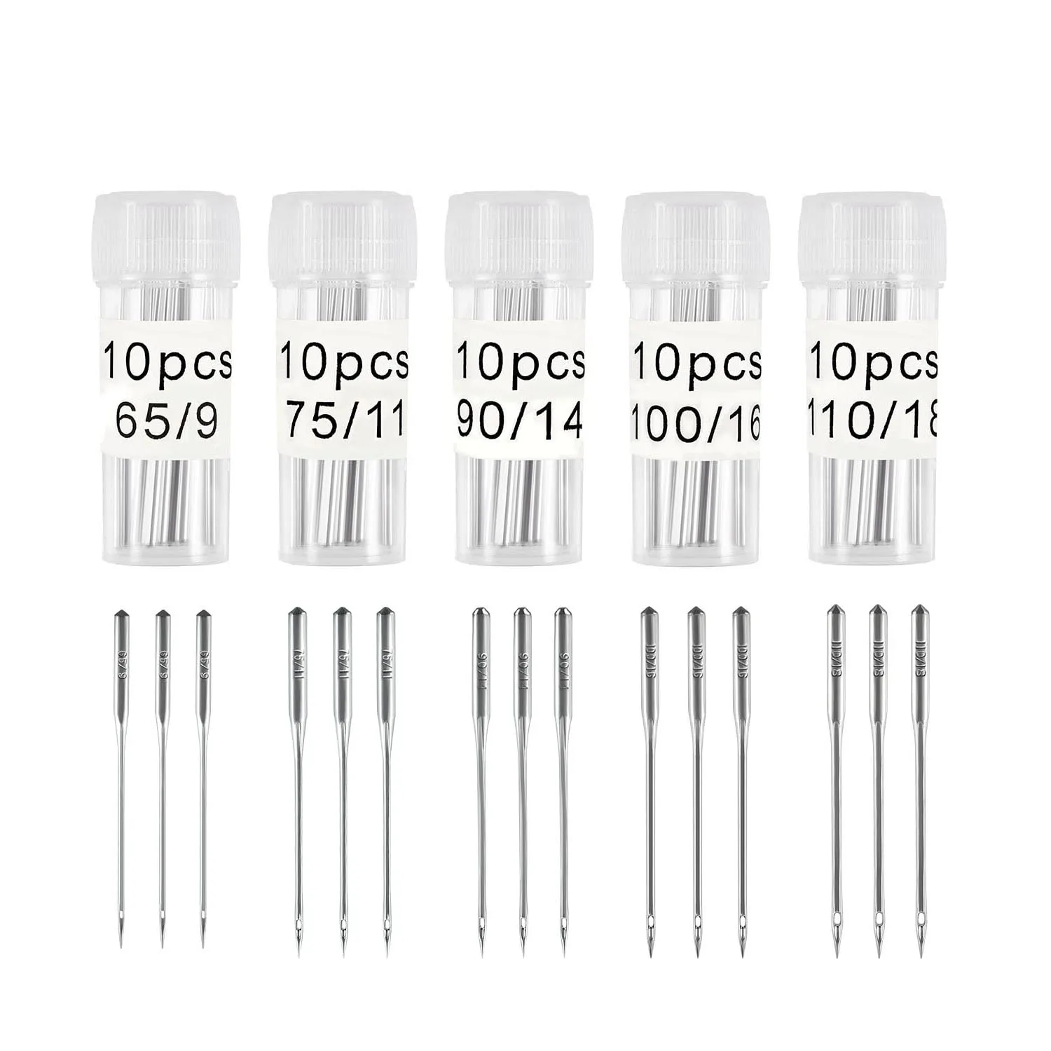 10Pcs Home Sewing Machine Needles Universal Sewing Machine Needles Sizes 65/9 75/11 80/12 90/14 100/16 110/18