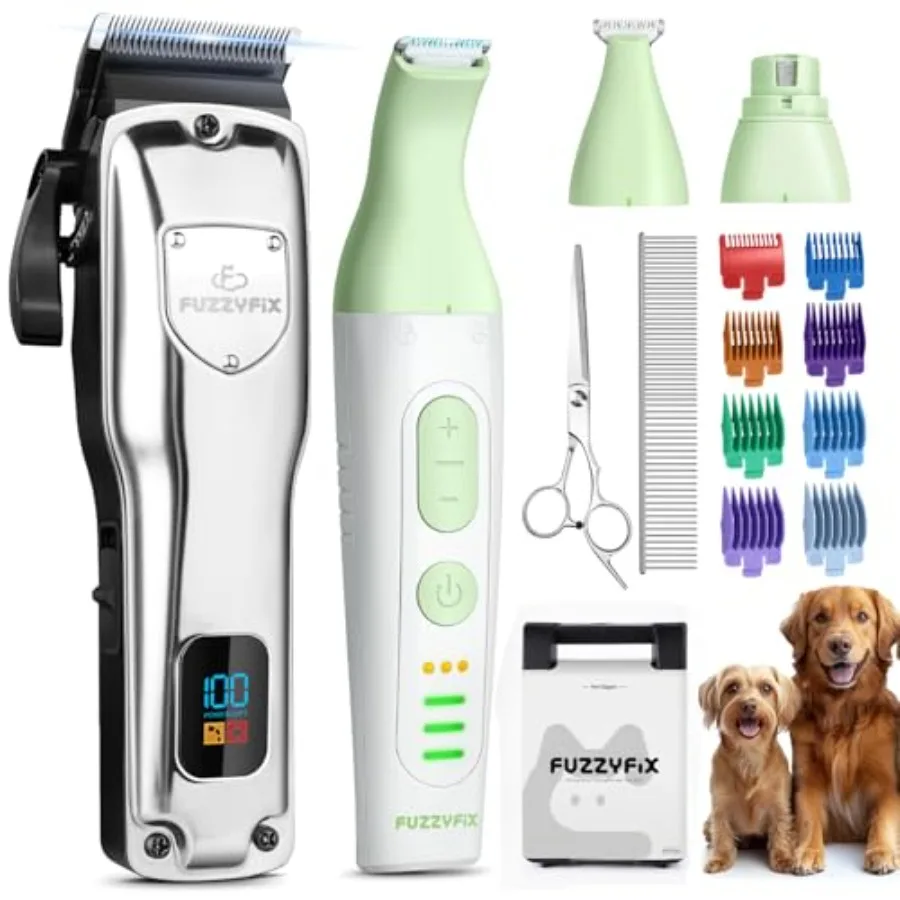 

Dog Grooming Kit Dog Clippers for Grooming for Thick Heavy Curly Coats Professional Pet Paw Trimmer with Nail Grinder Low Noise