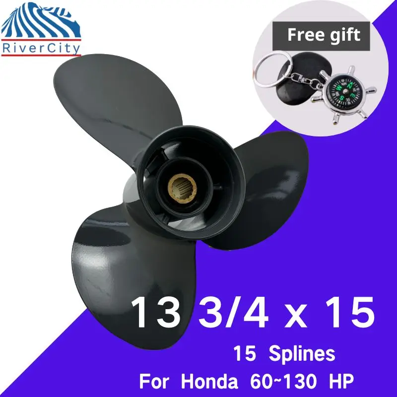 For Honda 13 3/4×15 Boat Motors Aluminum Alloy Screw Part for 60 HP 75 HP 90 HP 115 HP Outboard Propeller 3 Blade 15 Spline