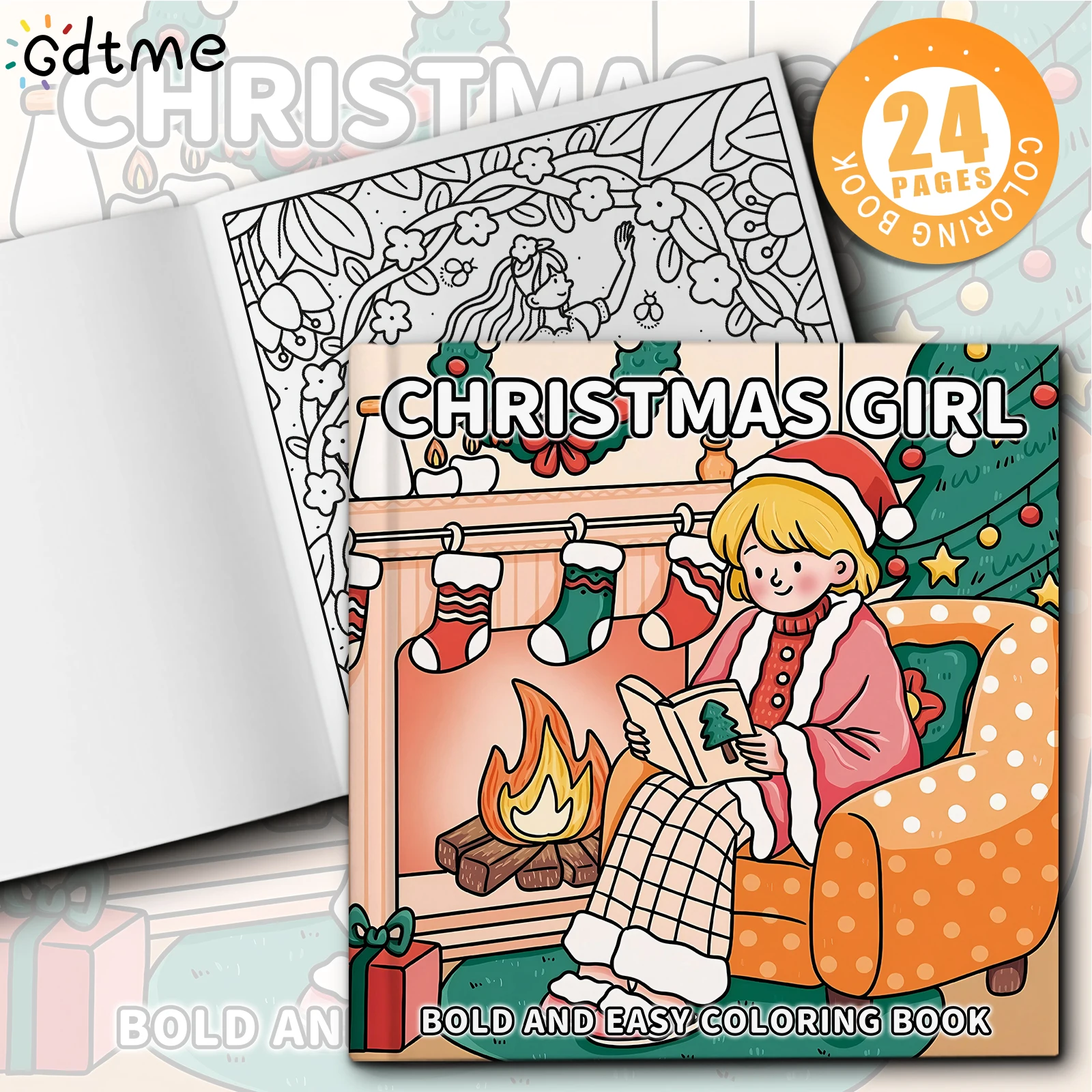 كتاب تلوين مريح للفتيات في عيد الميلاد للبالغين، هدية رسم عتيقة لتخفيف التوتر، لعبة رسم مونتيسوري التعليمية