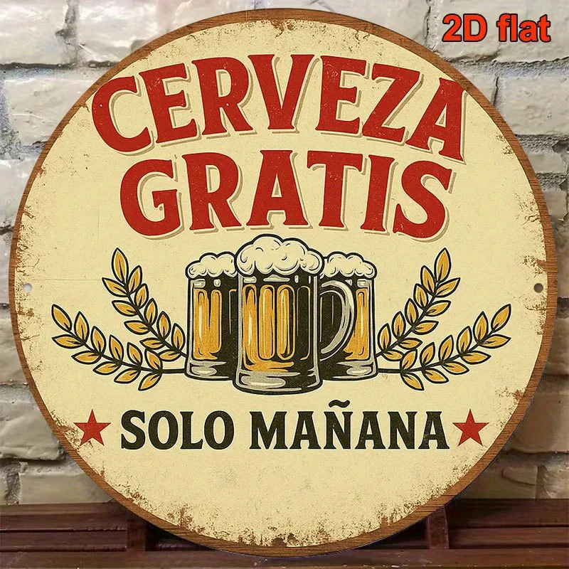 2D Flat, 1pc Vintage Spanish Beer Sign 