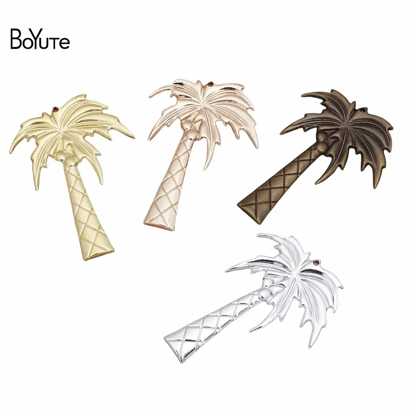 BoYuTe (20 Pieces/Lot) 33*48MM Coconut Tree Plate Materials Metal Brass Stamping DIY Jewelry Accessories