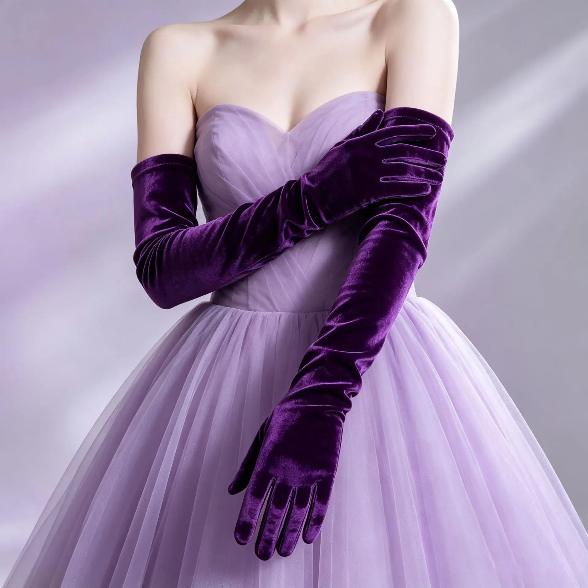 Gloves Women Long 53cm Velvet Satin Retro Bridal Wedding Party Cosplay Stage Show Accessory Lightweight Stretchy Color New Soft