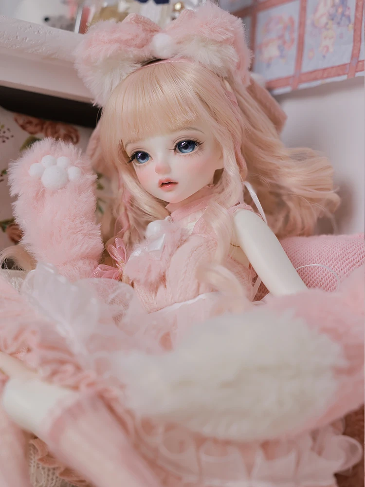 Bjd Doll 1/4 Satani Lm Female Body Pink Dolls For Girl Anime Resin Toys Figure For Kids Gift For Children Shugafairy Plush Cat