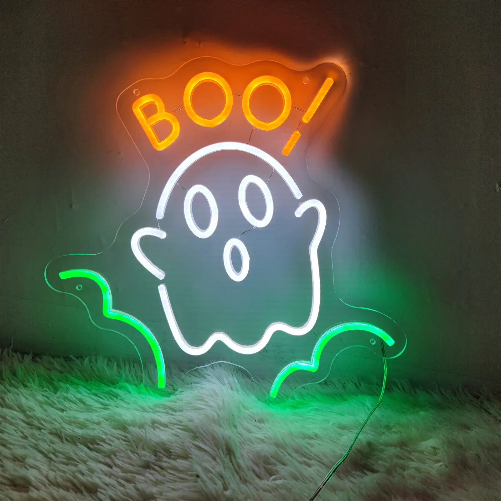 

Boo Ghost Neon Sign LED Lights, Wall Party, Room Decor, Festival, Halloween, Gifts, LED Neon Signs for Bedroom, USB