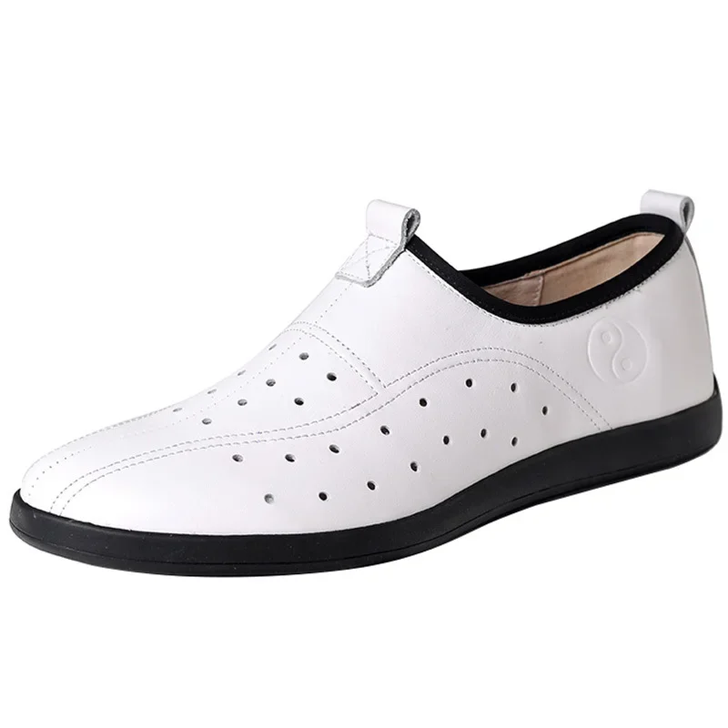 Zapatos de Kung Fu Tai Chi de cuero genuino transpirables para verano, zapatillas deportivas de arte marcial, de piel de vaca, para hombres y mujeres, 2022