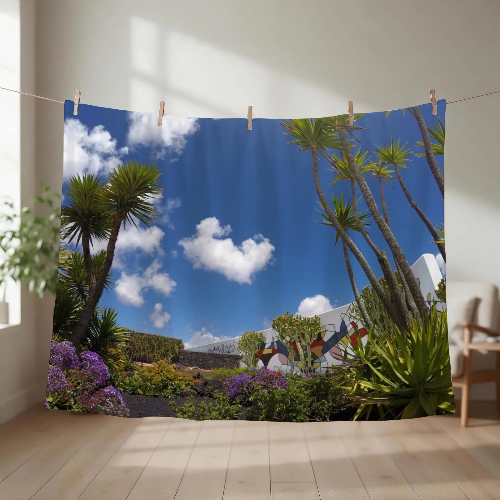 New Cesar Manrique Fundacion Mural Wall Garden Throw Blanket Hairy Plaid Bed linens Blankets Sofas Of Decoration Blankets
