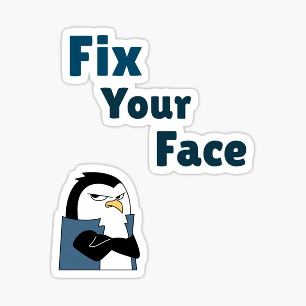 Fix Your Face Sticker for Laptop Decor Bedroom Car Cute Cartoon Art Fashionable Public Suitcase