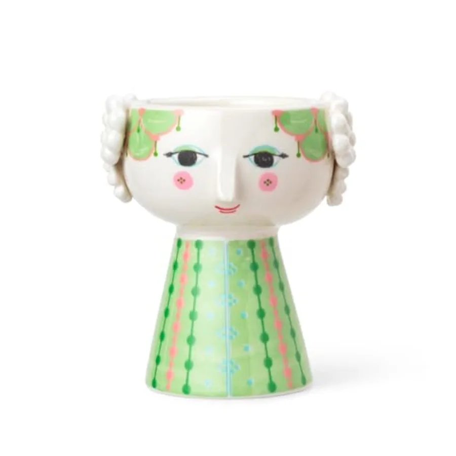 

Eva Candleholder Hand-Painted Glazed Ceramic Light Green 3.7 in