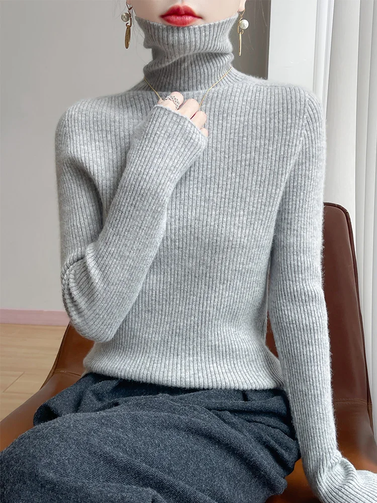 

Ele Women's Knitted Wool Sweater High Collar Long Sve Base irt Inner Wear Casual Warm Faionable Winter Top