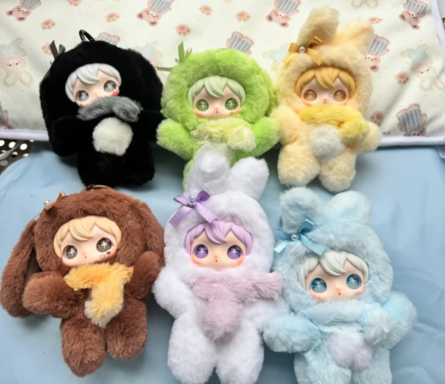 Voor Echte Shyshy Glanzende Kleine Konijn Serie Vinyl Pluche Hanger Blind Box Trendy Pop Desktop Ornament Verrassing Speelgoed Cadeau