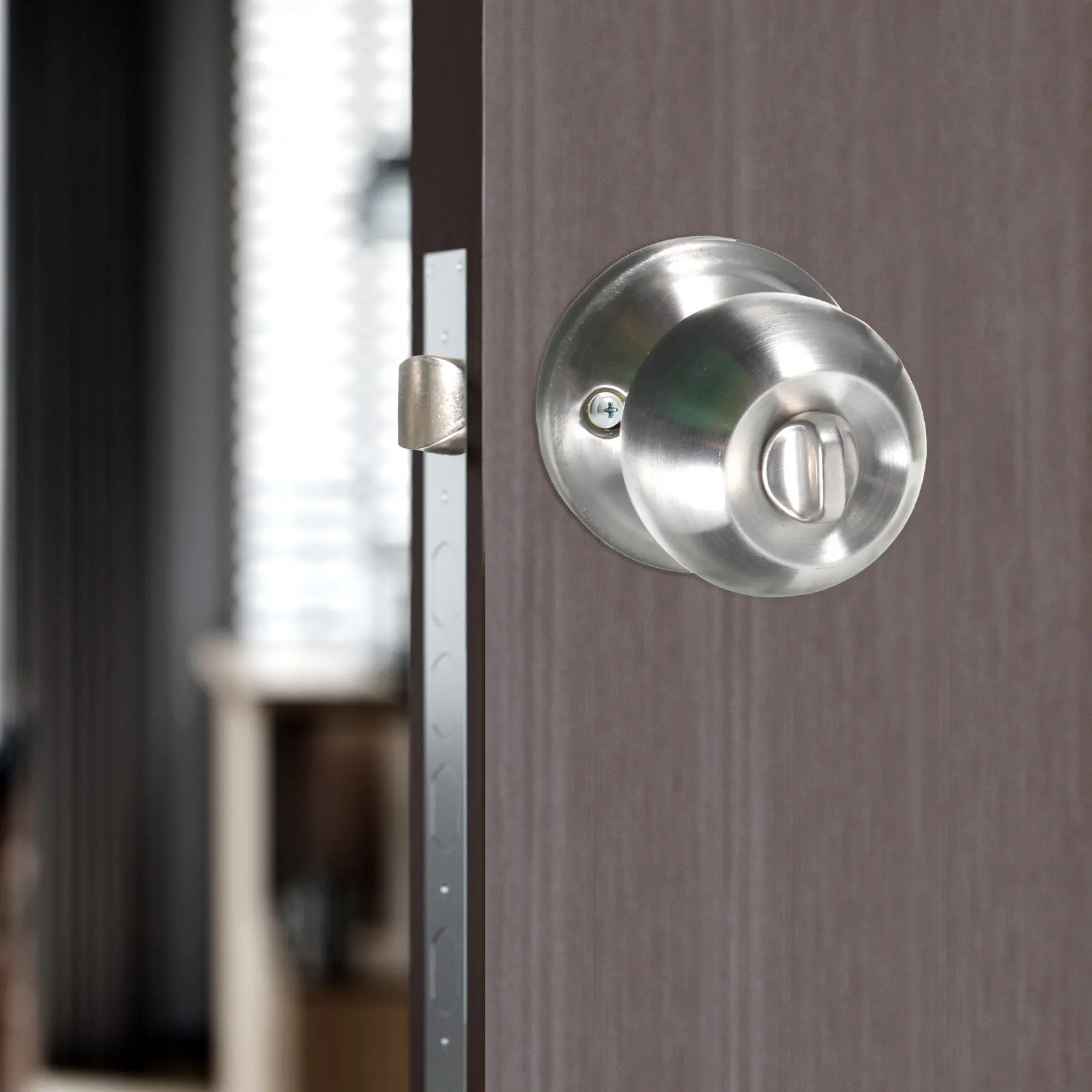 

2Pcs Stainless Steel Door Knob with Lock Thickened Cylinder Spring Bolt for Bedroom Bathroom Entry Interior Exterior Doors