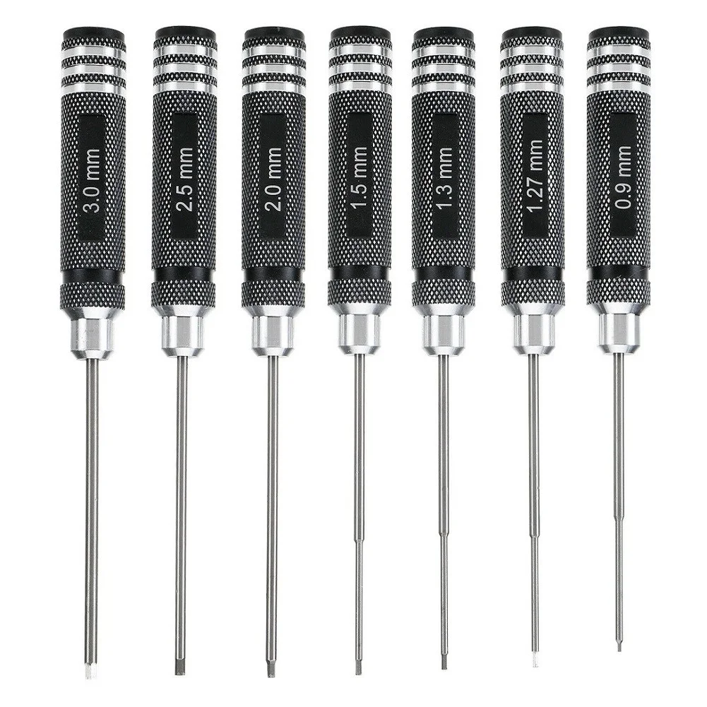 7pcs 173mm Mini Precision Hex Screwdriver Tool Set For Rc Toys Rc Drone Installation Repair Parts 0.9/1.27/1.3/1.5/2.0/2.5/3.0mm