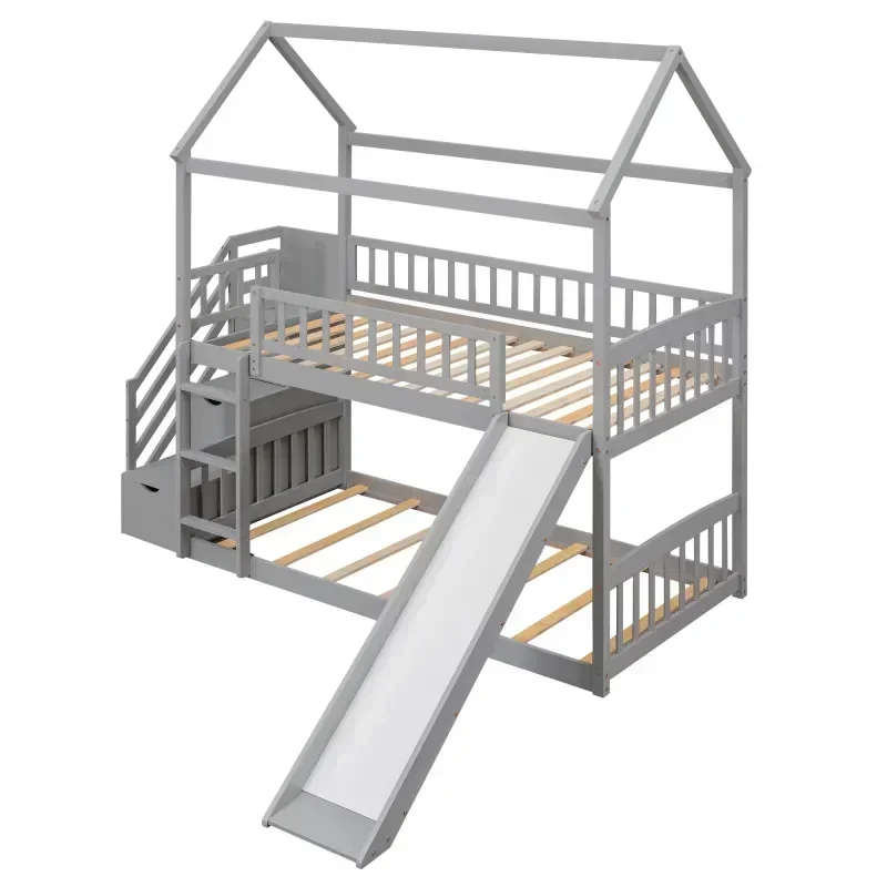 Massives Kinder-Doppelbett aus – Bunk Bed With Stairs And Slide Bewertung und Preis
