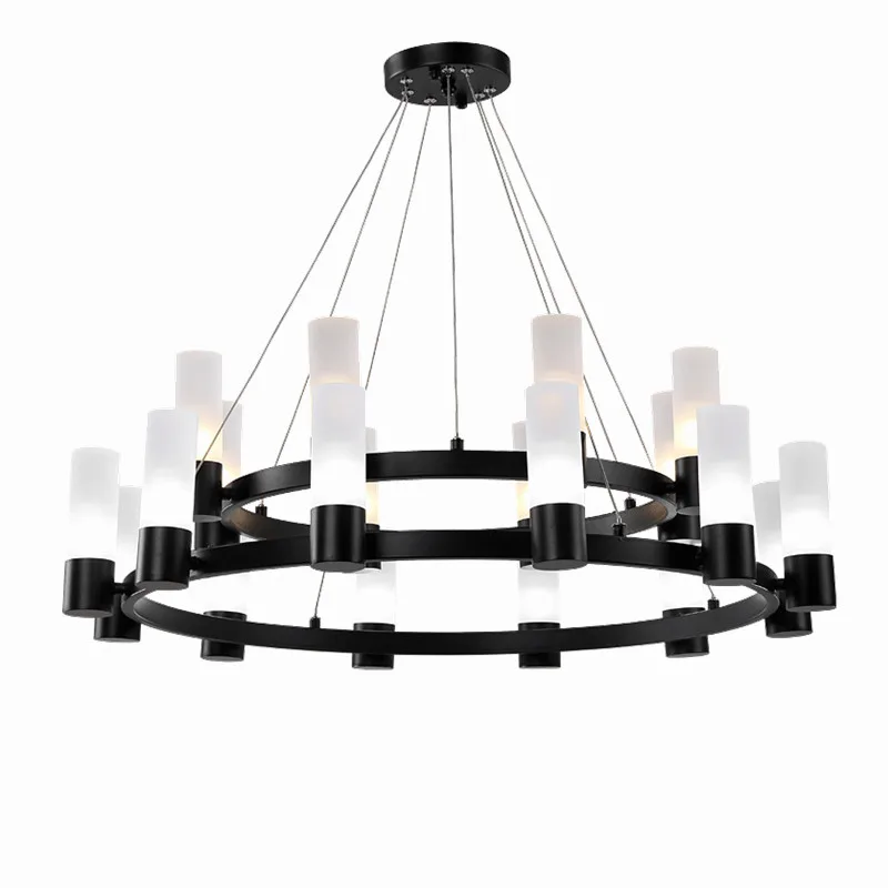 American  Loft Retro Matte Black Metal Chandelier Lustre Luminaria G9 Led  Lighting For Foyer Pendant 