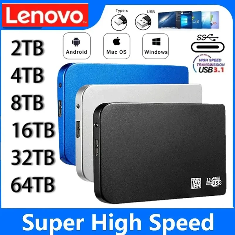 

Внешний корпус для SSD-накопителя Lenovo 128 ТБ, высокоскоростной, USB 3.0, с кабелем USB 3.0, ABS-пластик