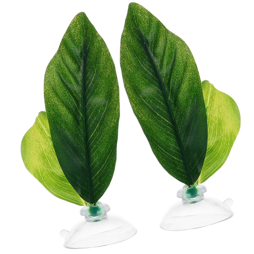 

2pcs Betta Fish Leaf Hammock Plastic Suction Cup Resting Bed For Aquarium Decor Simulation Leaf Fish Hideout Spot Breeding