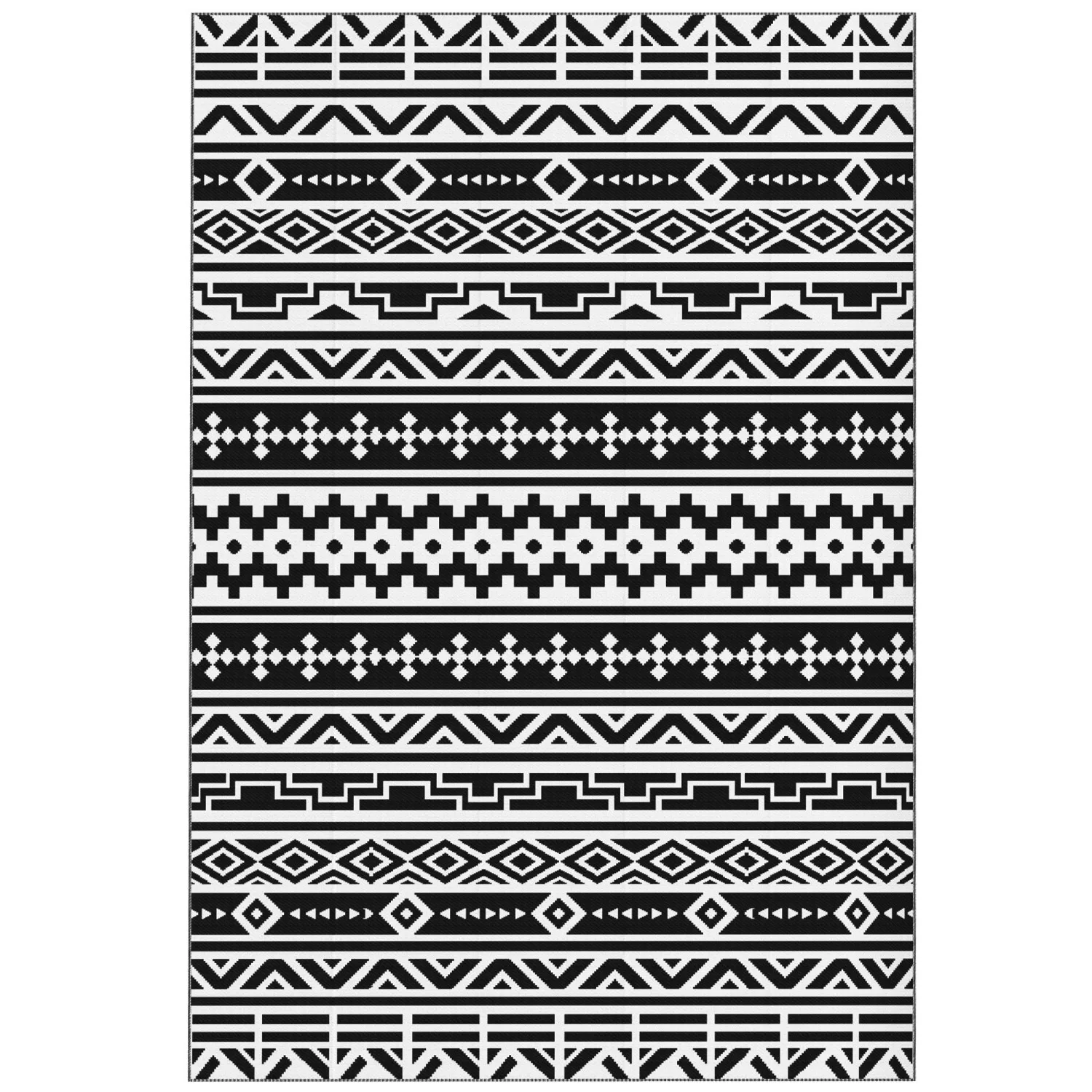 

Outsunny Reversible Outdoor Rug, Waterproof Plastic Straw with Carry Bag, 6' x 9', Black & White Geometric Wall